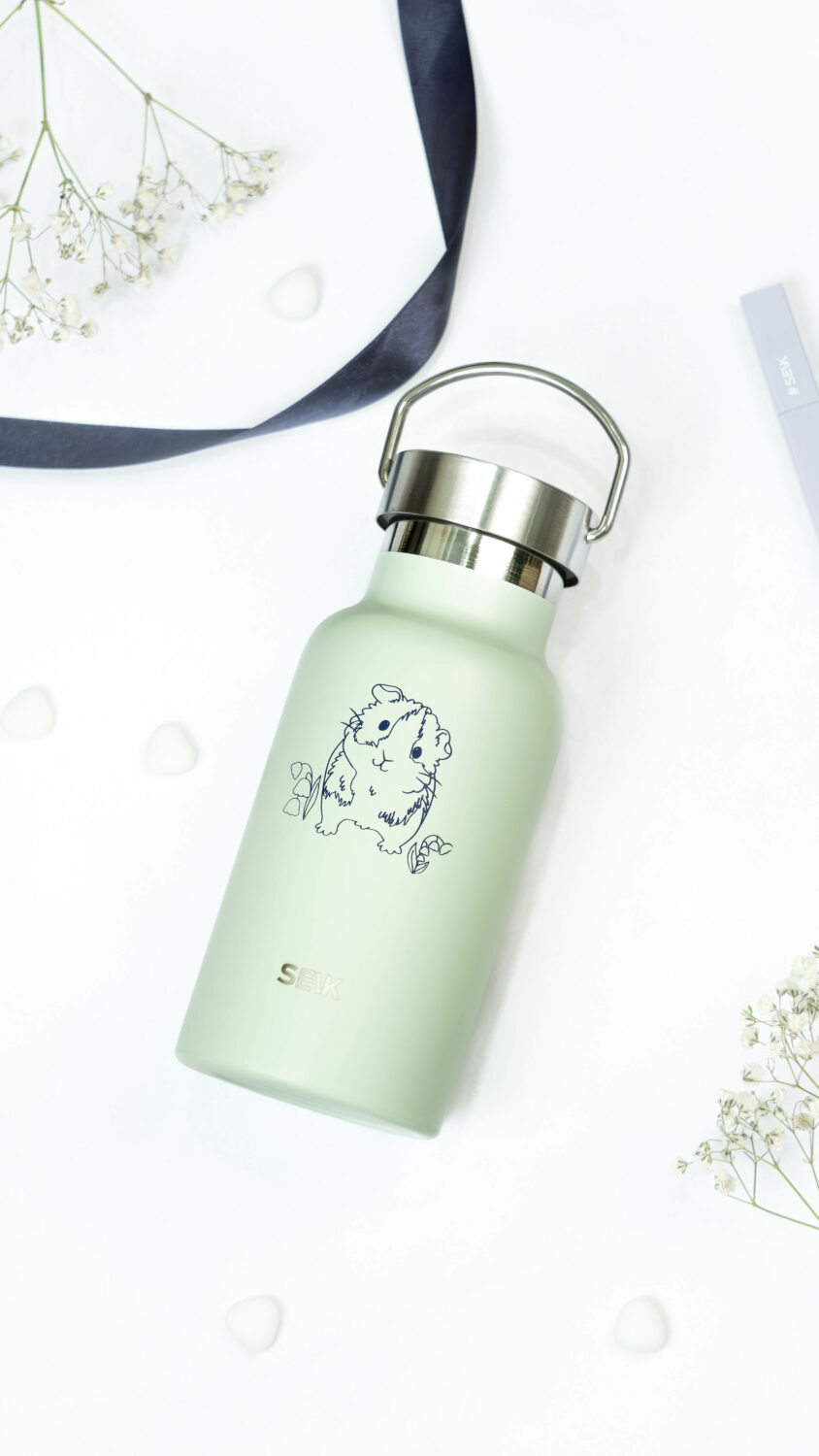 Vandflaske/termos - marsvin 350 ml