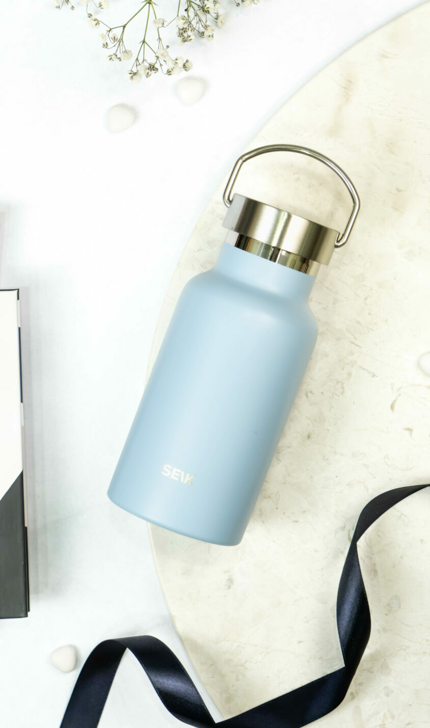 Vandflaske/Thermos - pastelblå 350 ml