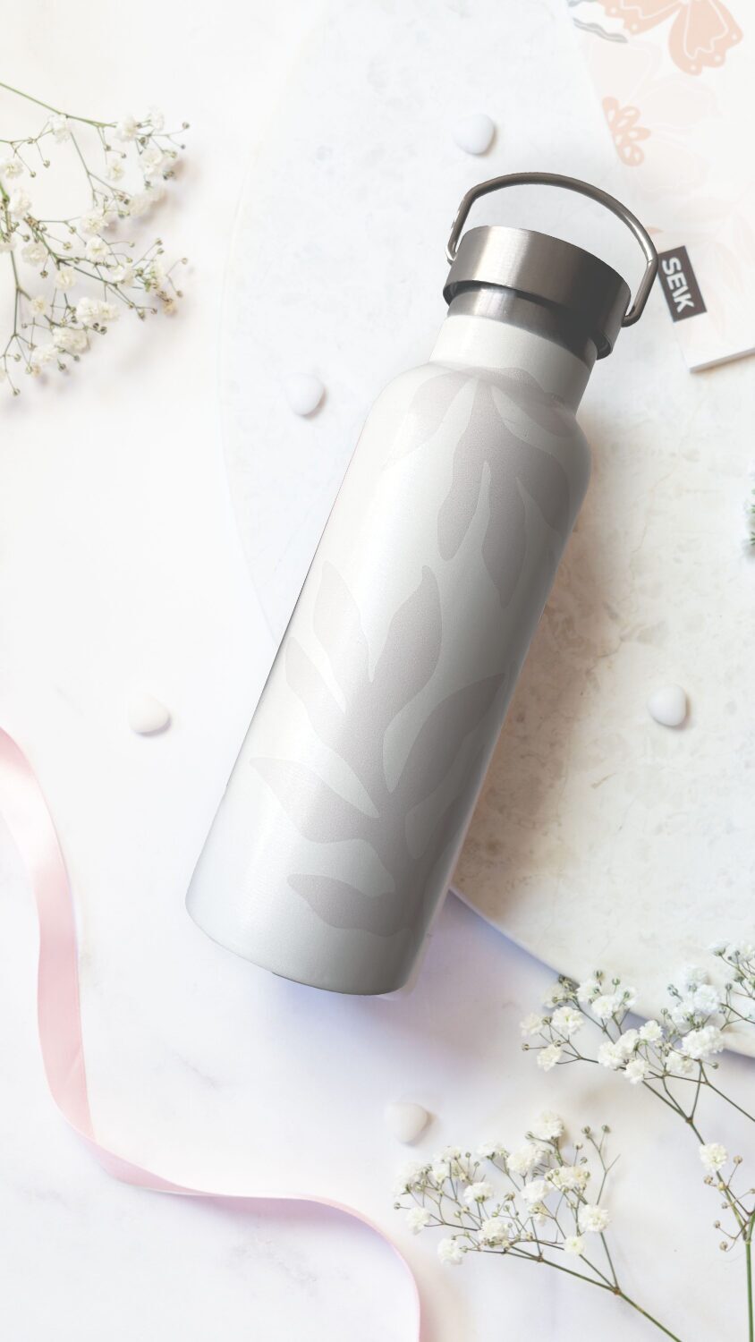 Vandflaske/Thermos - sandfarvede blade 500ml (beige)