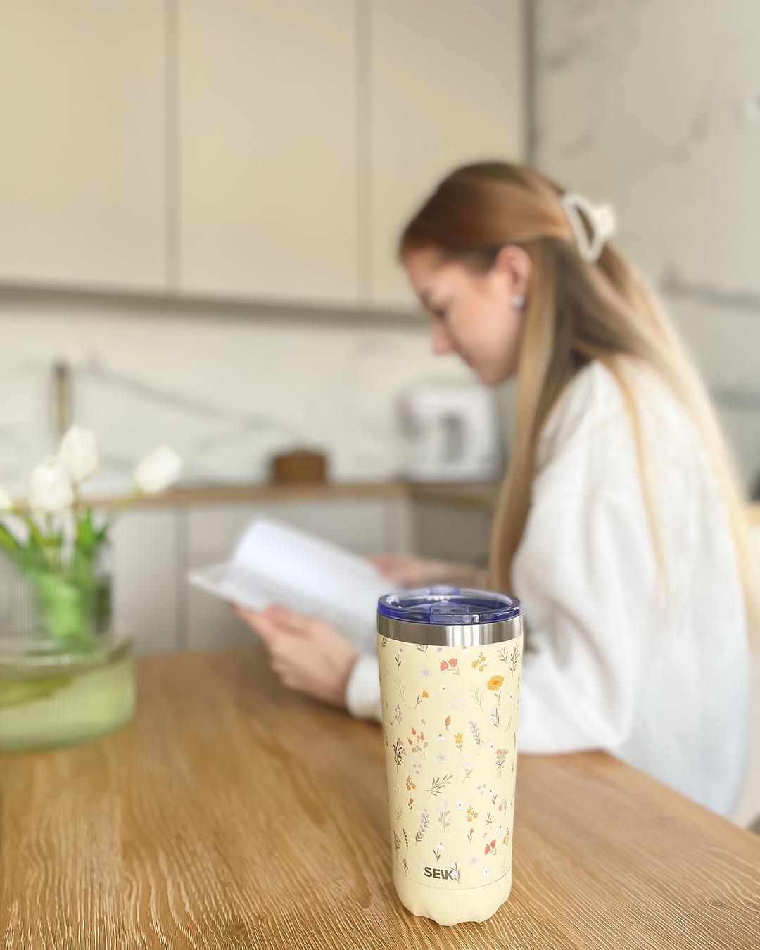 Termokande/kaffekop - Blomster 350ml - Billede 6