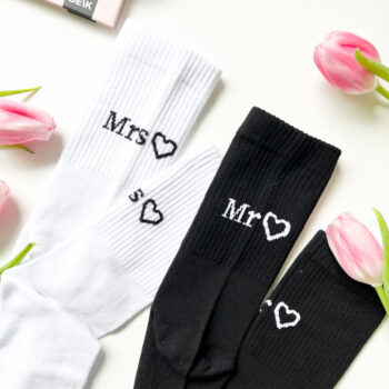 Parstrømper – Mr & Mrs (sælges som sæt)