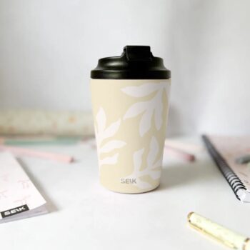 Termokrus til kaffe – beige blade (350 ml)